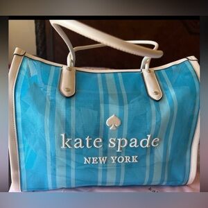 Kate Spade Ella Beach Chair Striped Mesh Large Tote NWT